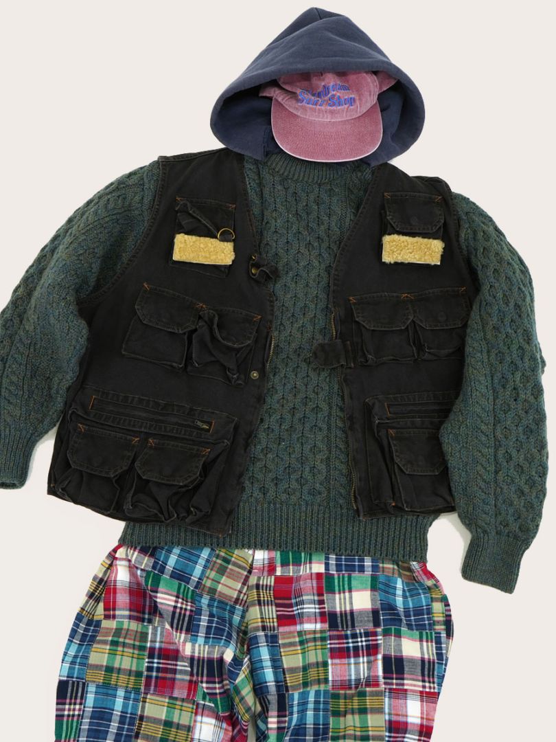 アイルランド製 arancrafts フィッシャーマンセーター ミックスカラー 表記(M)