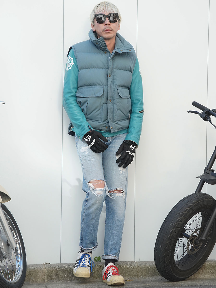 80's REI 2ポケ ダウンベスト ホライゾンブルー 実寸(M位)