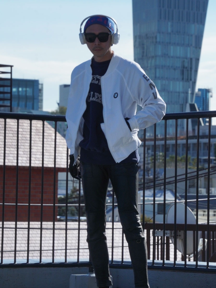 80's～ OUTDOOR IMPRESSIONS ''BMW'' 100%コットン ボンバージャケット 白 表記(M) USA製