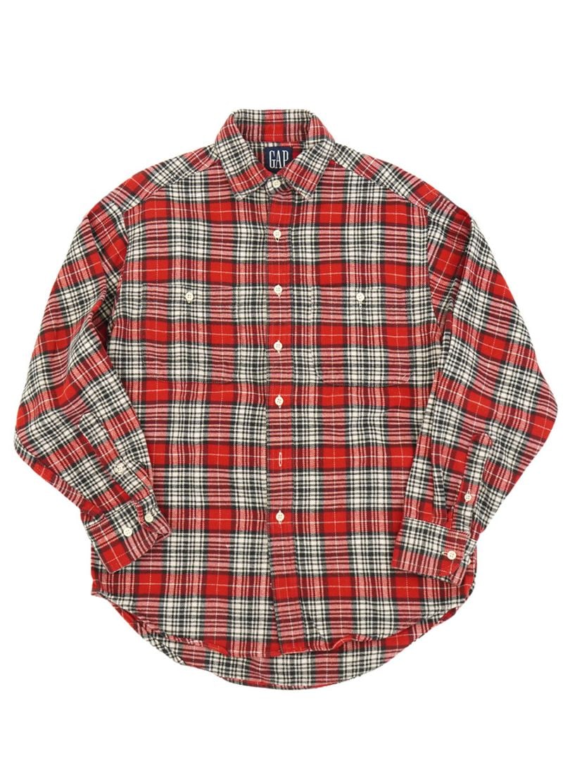 OLD GAP 好配色チェック フランネルシャツ 赤 実寸(M位)