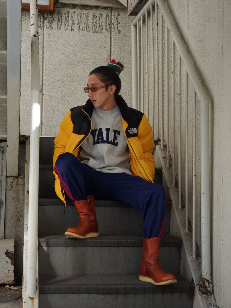 00's THE NORTH FACE 700フィル ヌプシジャケット イエロー×ブラック 表記(M)