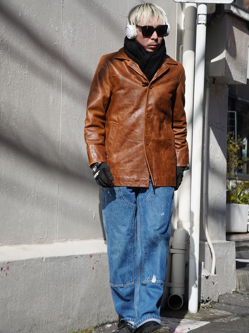 OLD GAP レザー シングルコート ライトブラウン 表記(XS) 