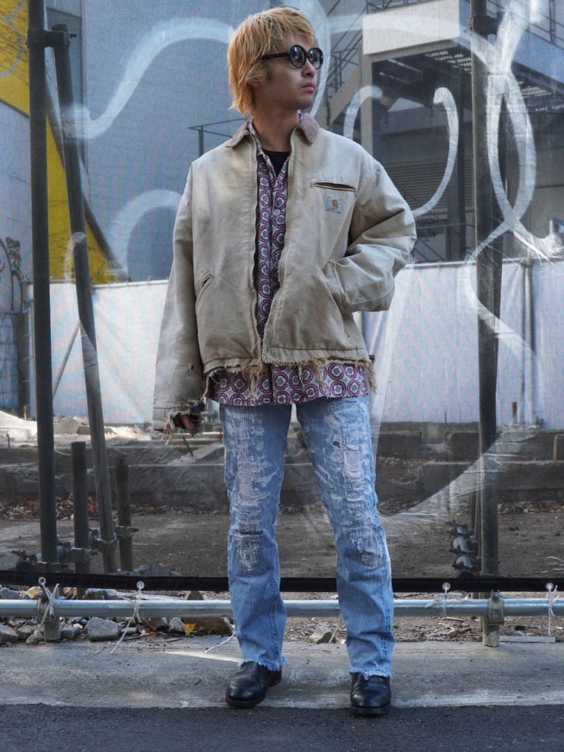 カーハート 襤褸！ ブランケットライナー デトロイトジャケット タン 実寸(XL位) 