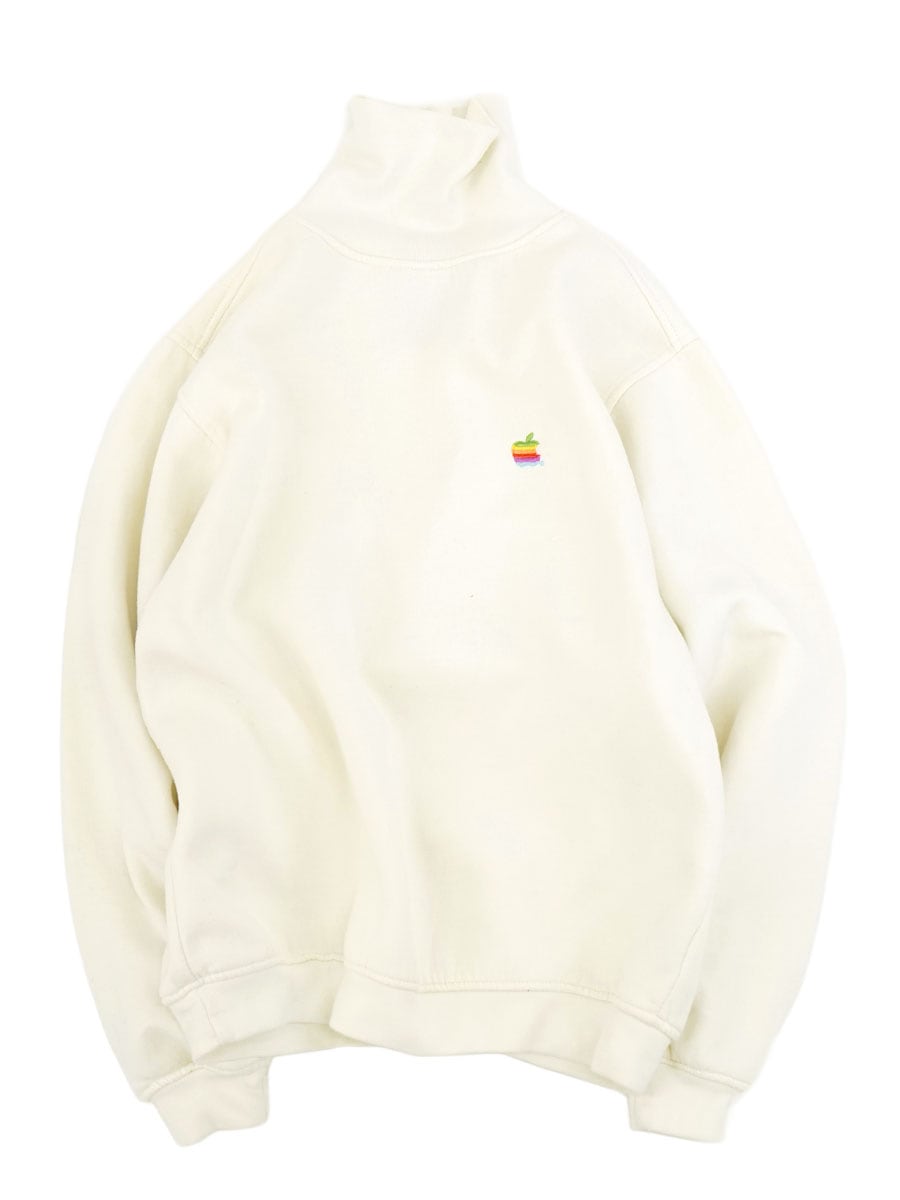 90's GEAR FOR SPORTS Apple ロゴ刺繍入り タートルネックスウェット アイボリー 表記(M)