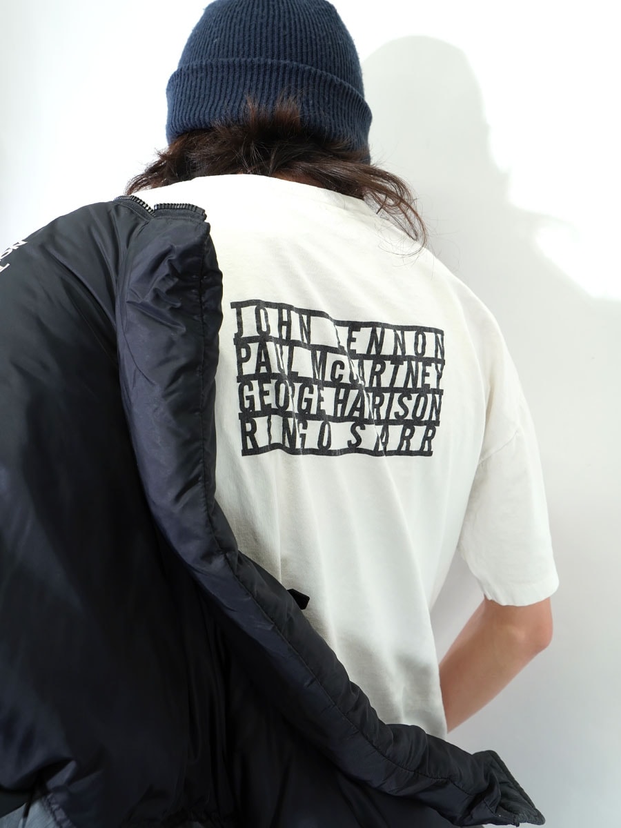 80's～ Hanes ''BEATLES'' 両面プリント 白ボディ Tシャツ 表記(XL) USA製