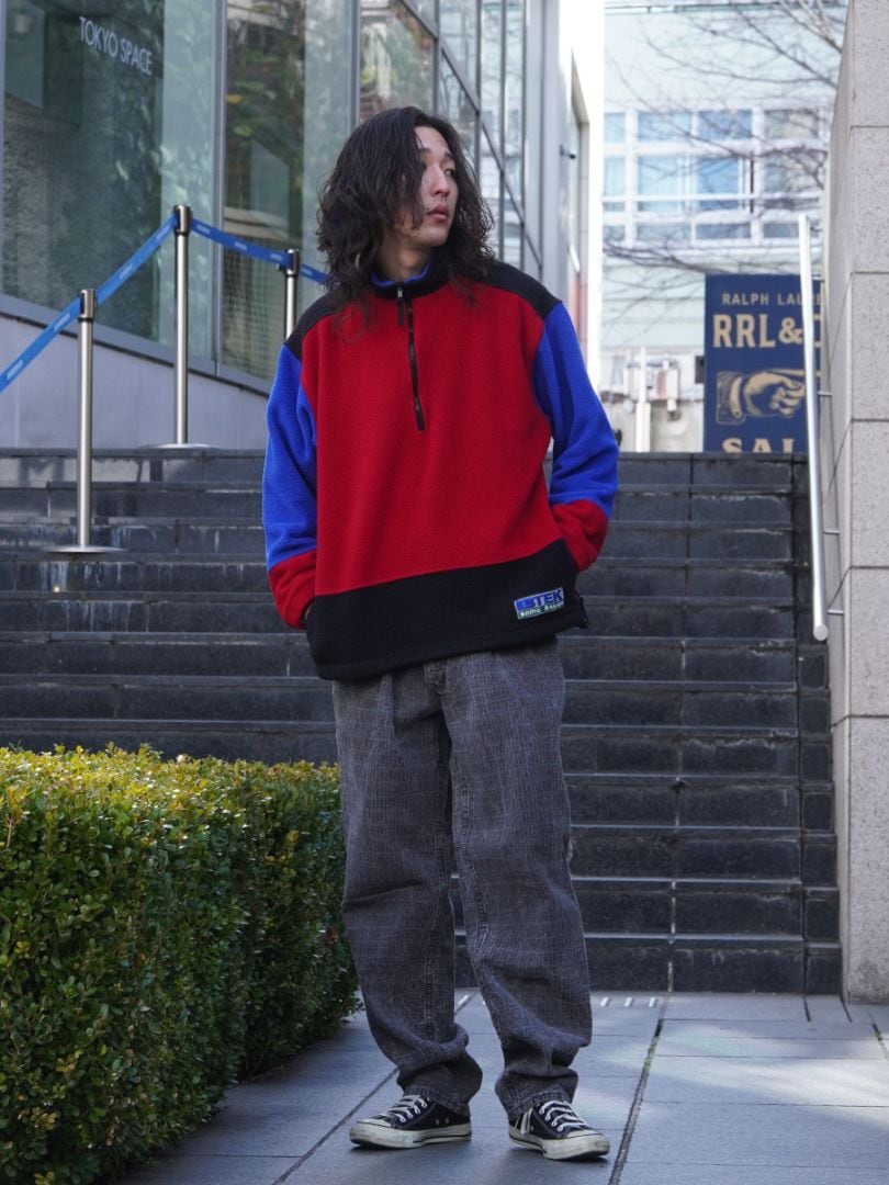 90's Eddie Bauer EBTEK プルオーバーフリースジャケット マルチカラー  表記(S) USA製