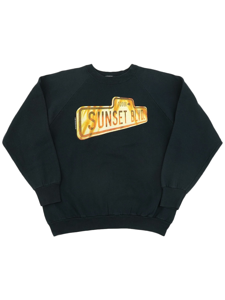 90's FRUIT OF THE LOOM ''SUNSET BLVD.'' ミュージカル スウェット BLK 表記(XL) USA製