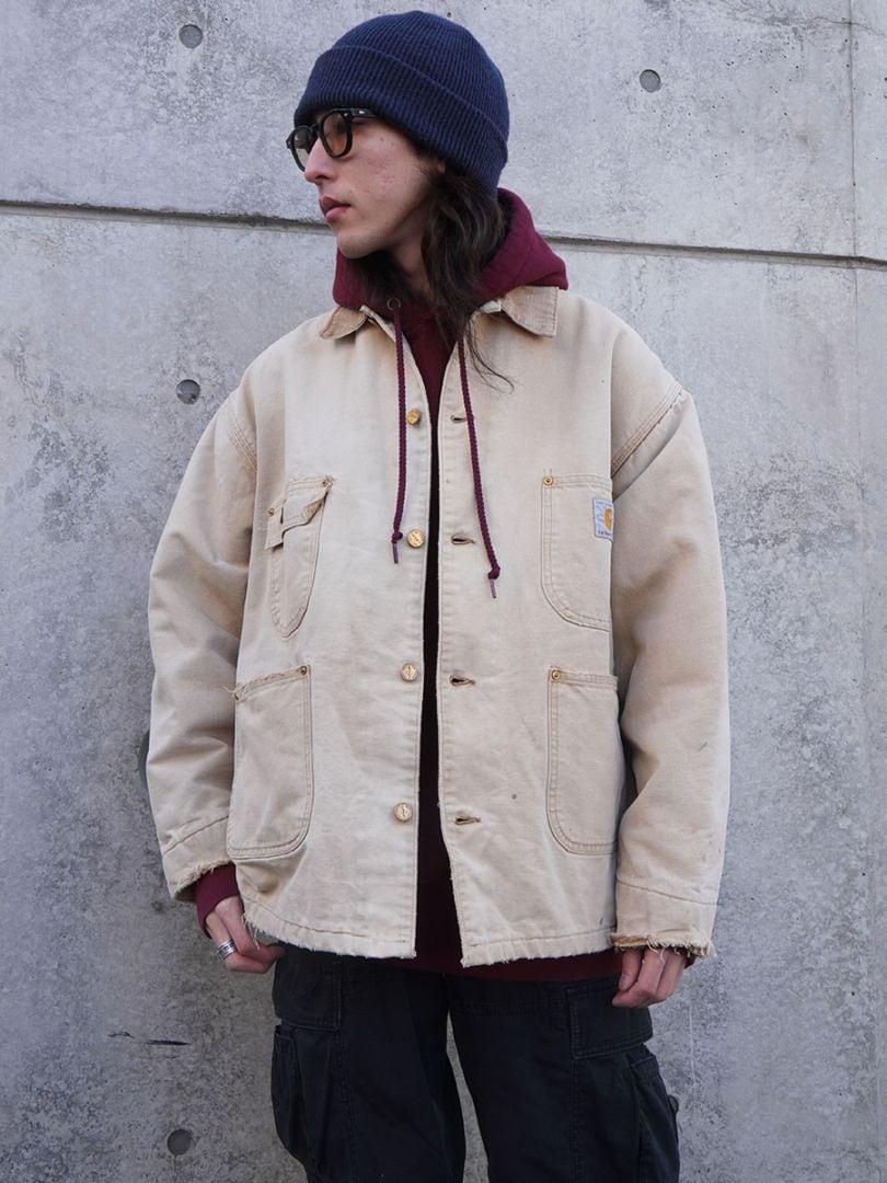 80's カーハート ミシガンチョアコート ダメージ 色褪せブラウン 実寸(42位) 100周年