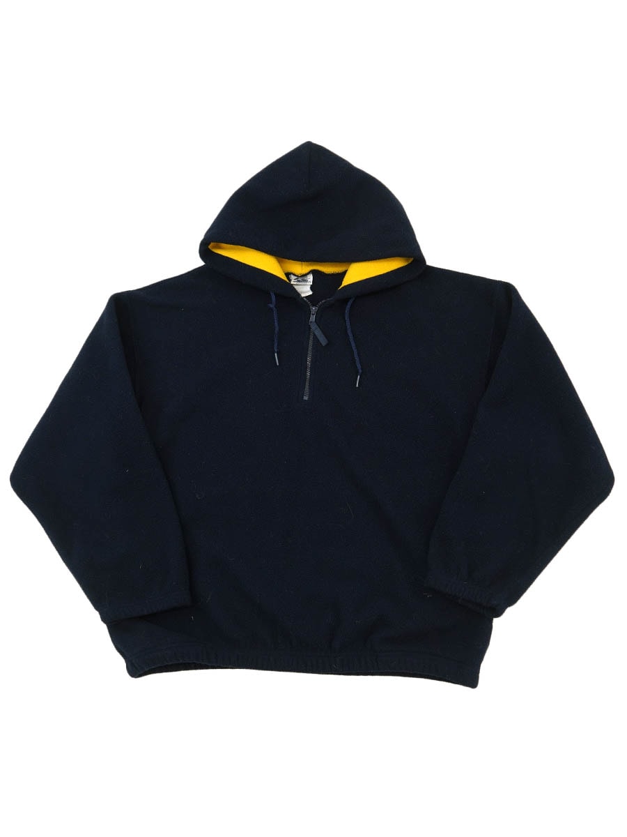90'S SUTTON'S SPOTSWEAR HALF ZIP HOODED FLEECE PULLOVER (APPROX.LARGE)