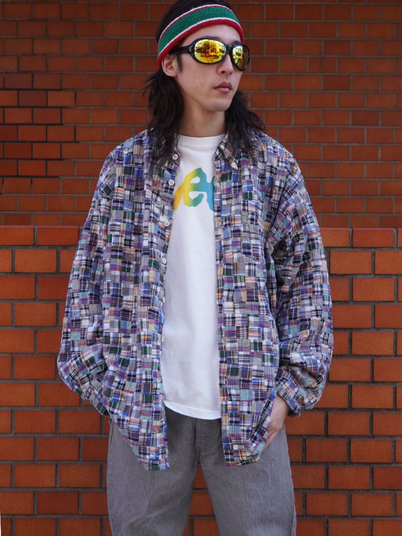 90'S MURRAY'S TOGGERY SHOP PATCHWORK CRAZY PATTERN COTTON SHIRT (SIZE.X LARGE)