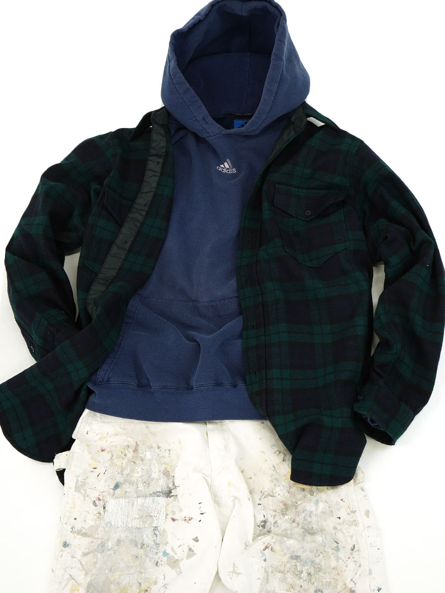 00'S ADIDAS SMALL LOGO HOODED SWEAT SHIRT (SIZE. MEDIUM) MADE IN USA