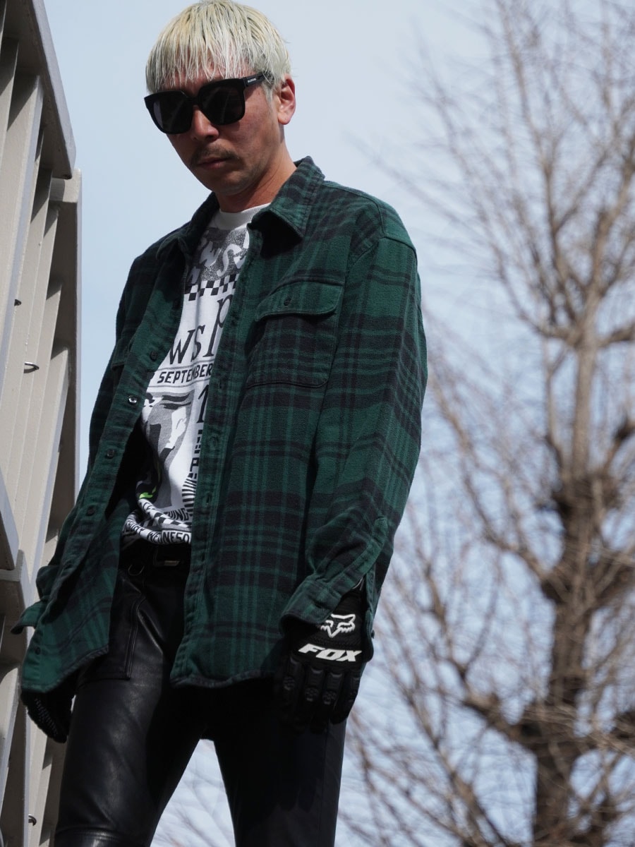 90'S OLD GAP GREEN×BLACK PLAID FLANNEL SHIRT (SIZE.X LARGE) MADE IN PORTUGAL　