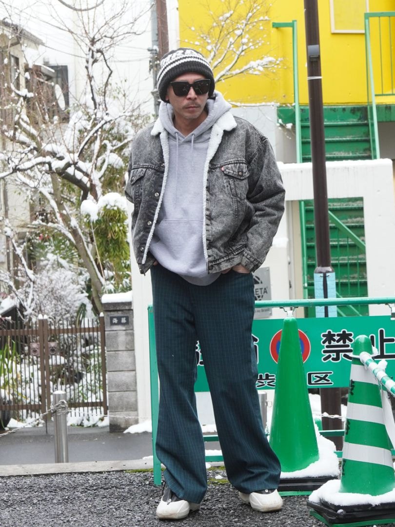 70'S Levi's FOR ME BIG E BLACK WATCH TARTAN STA PREST PANTS (APPROX.W34 L29)