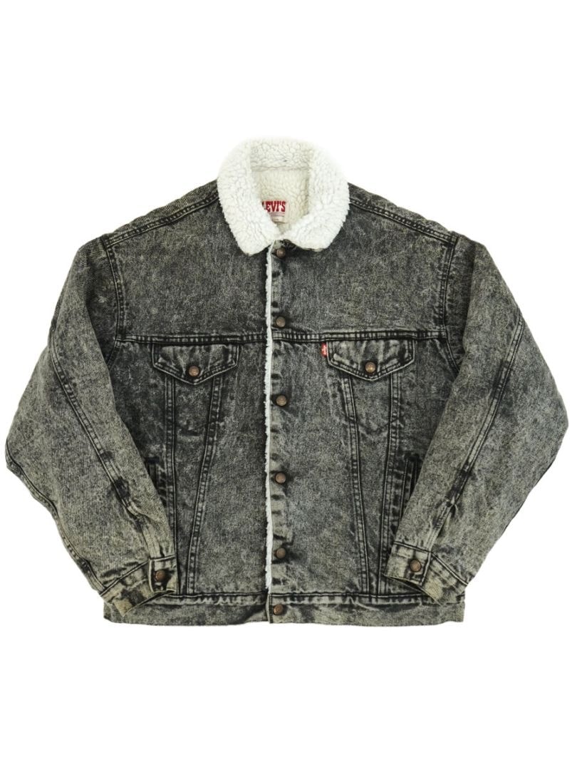 80'S LEVI'S BLACK DENIM BOA JACKET (SIZE.LARGE) MADE IN USA