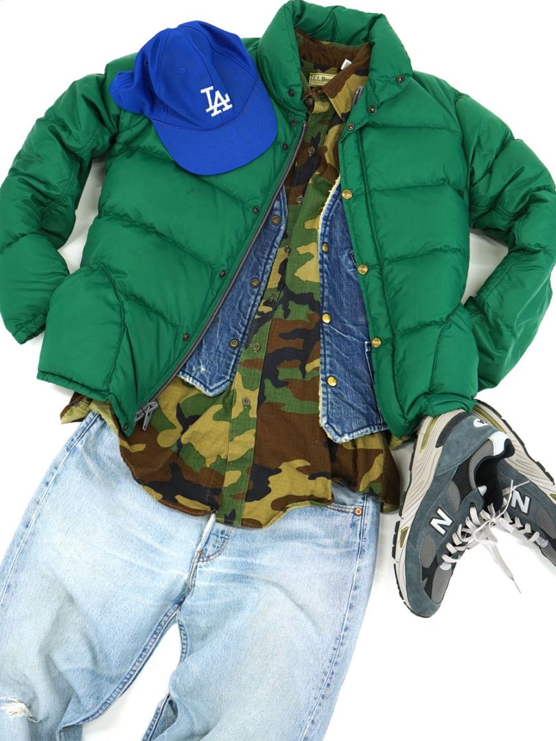 70's Class-5 ピッケルタグ ダウンJKT グリーン 表記(M)