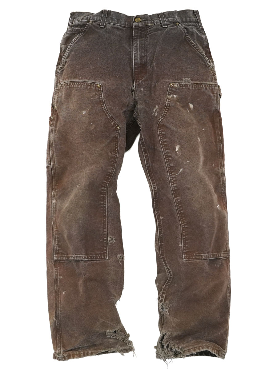 CARHARTT W-KNEE DUCK PAINTER PANTS DAMAGE！BROWN (SIZE.W32 L30) MADE IN MEXICO 