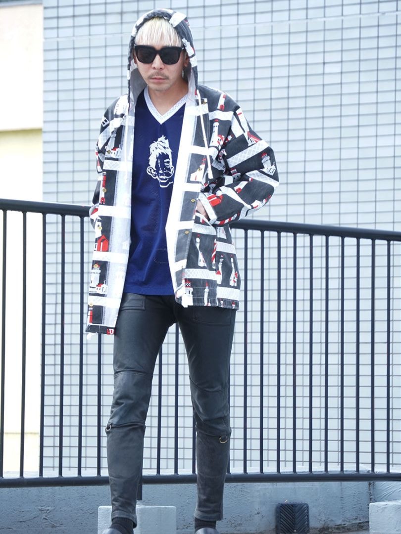 80'S～ MICHIGAN  RAG CO. PRINT HOODIE (SIZE. LARGE) MADE IN USA