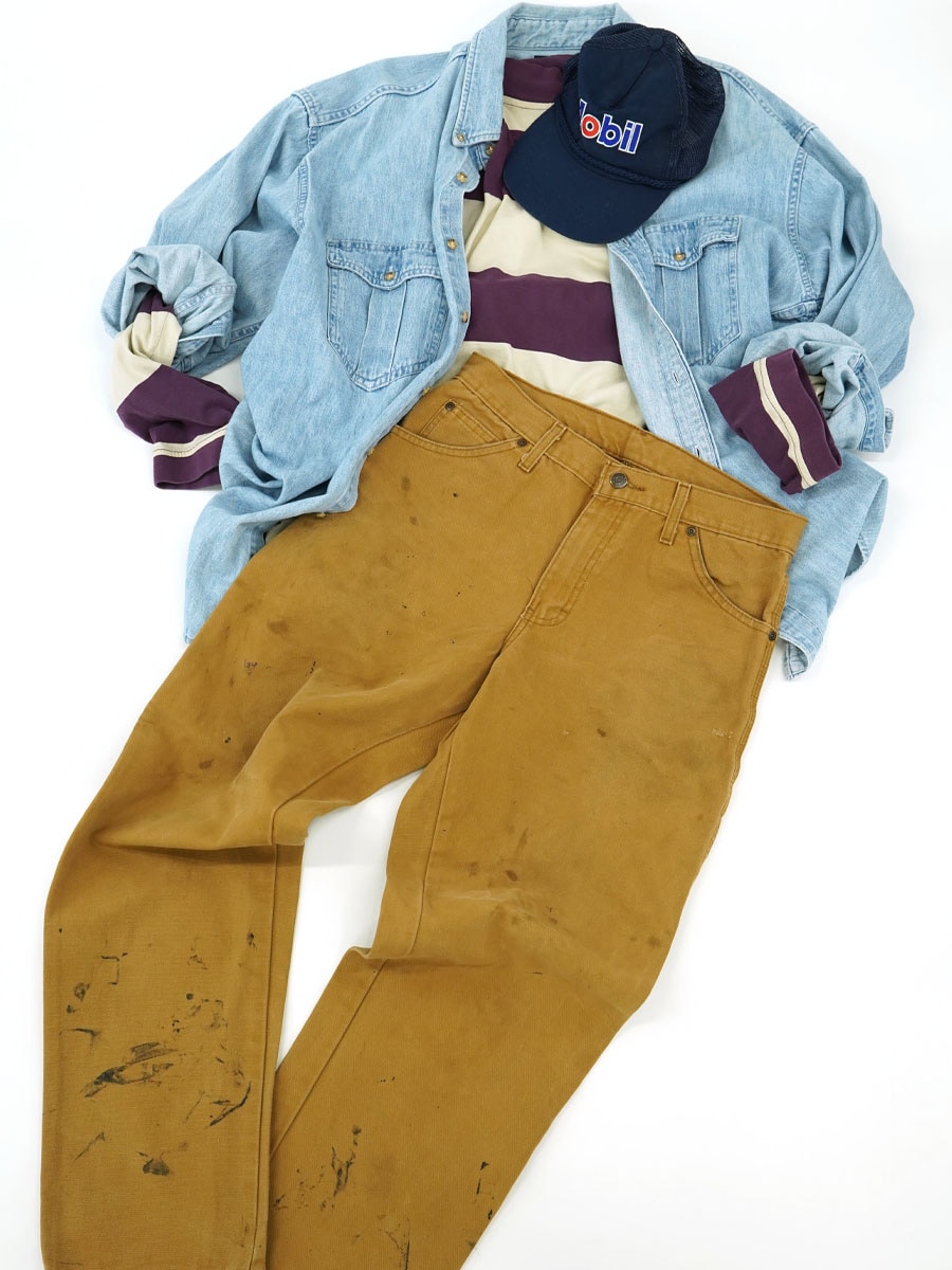 DICKIES DUCK PAINTER PANTS TAN WITH PAINT (SIZE. W30 L32) MADE IN MEXICO