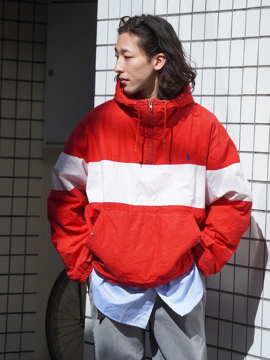 RALPH LAUREN 2 TONE ANORAK PARKA RED/WHITE (SIZE.X LARGE)