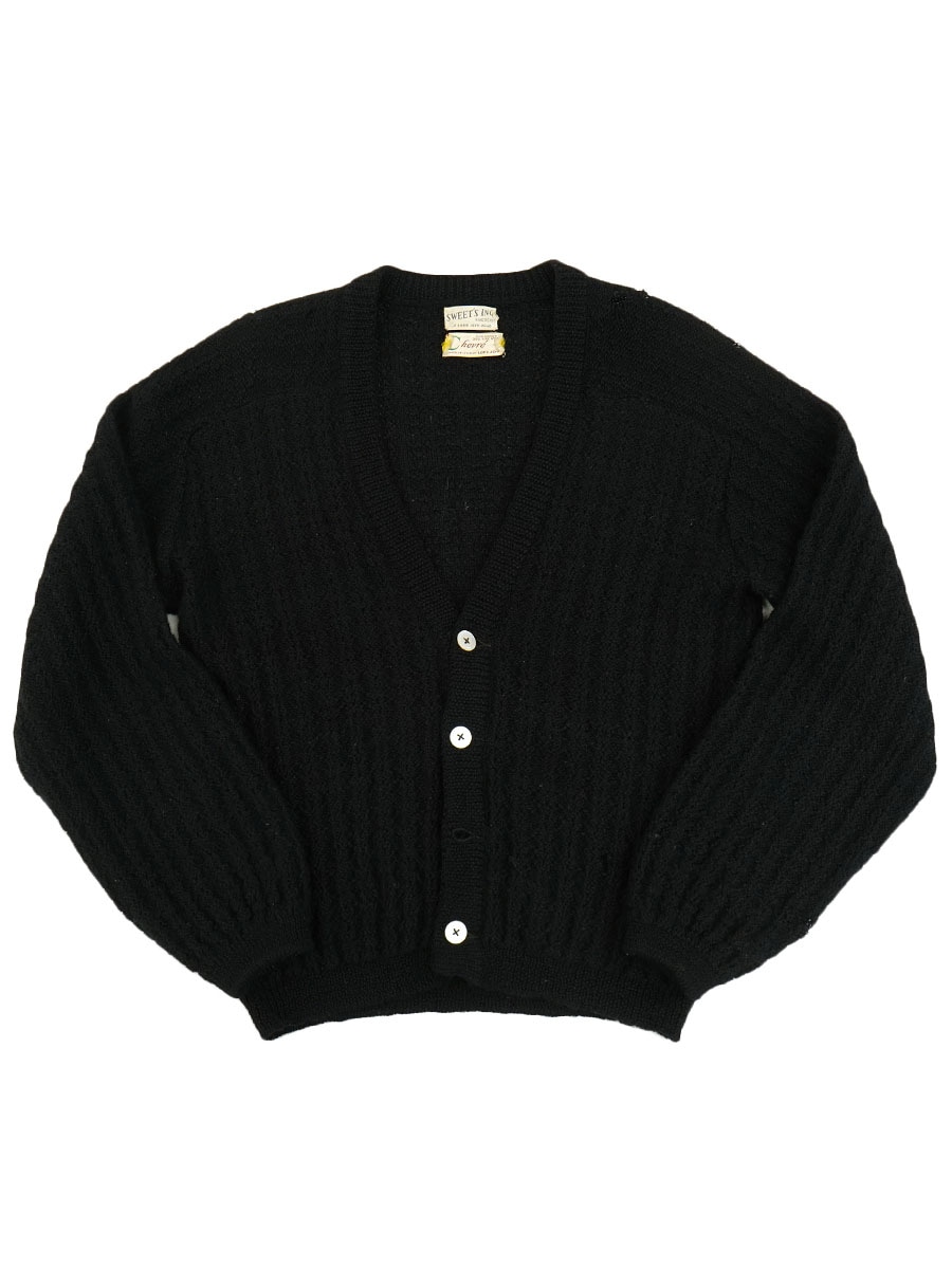 60's Chevre MOHAIR WAFFLE CARDIGAN BLK (APPROX. MEDIUM)