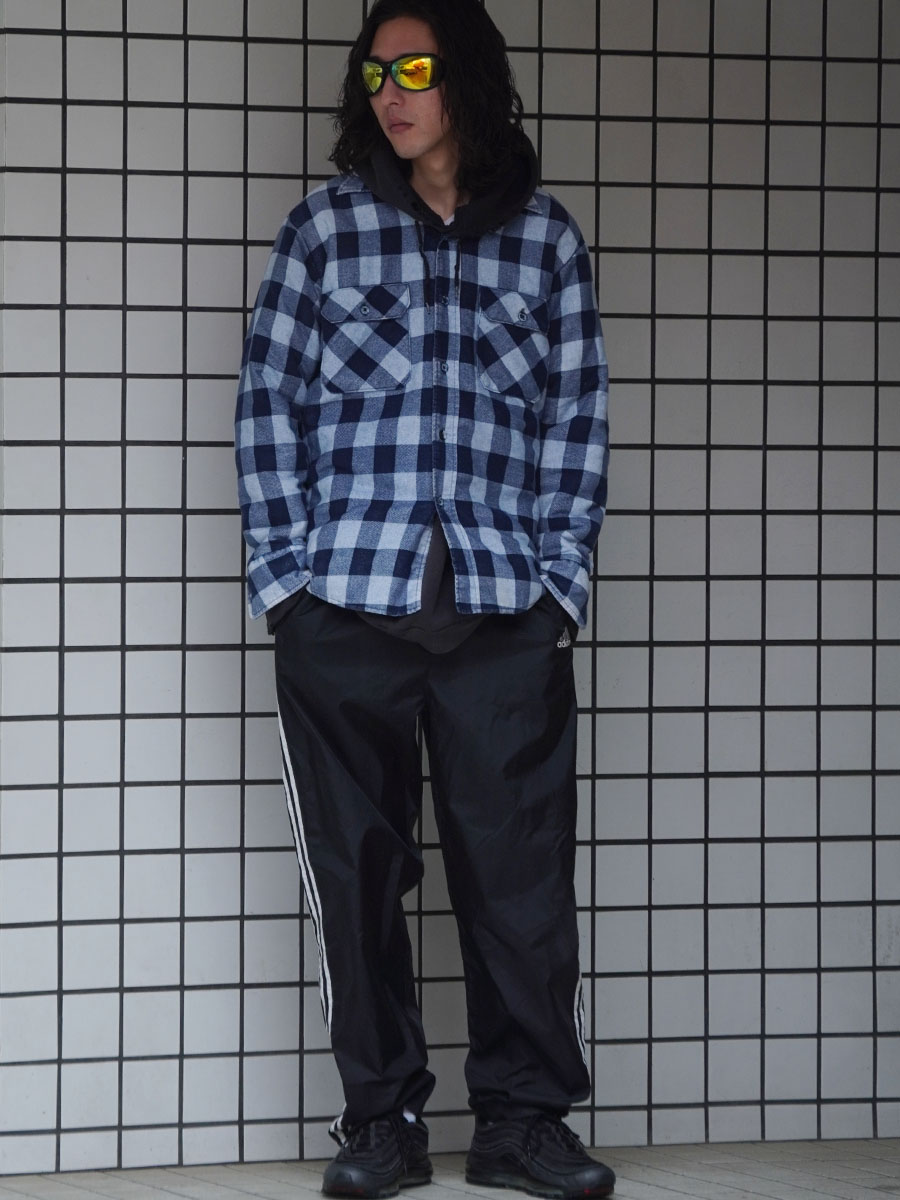 80'S SEARS FIELDMASTER QUILTING LINED PRINTED PLAID FLANNEL SHIRT (SIZE. MEDIUM)