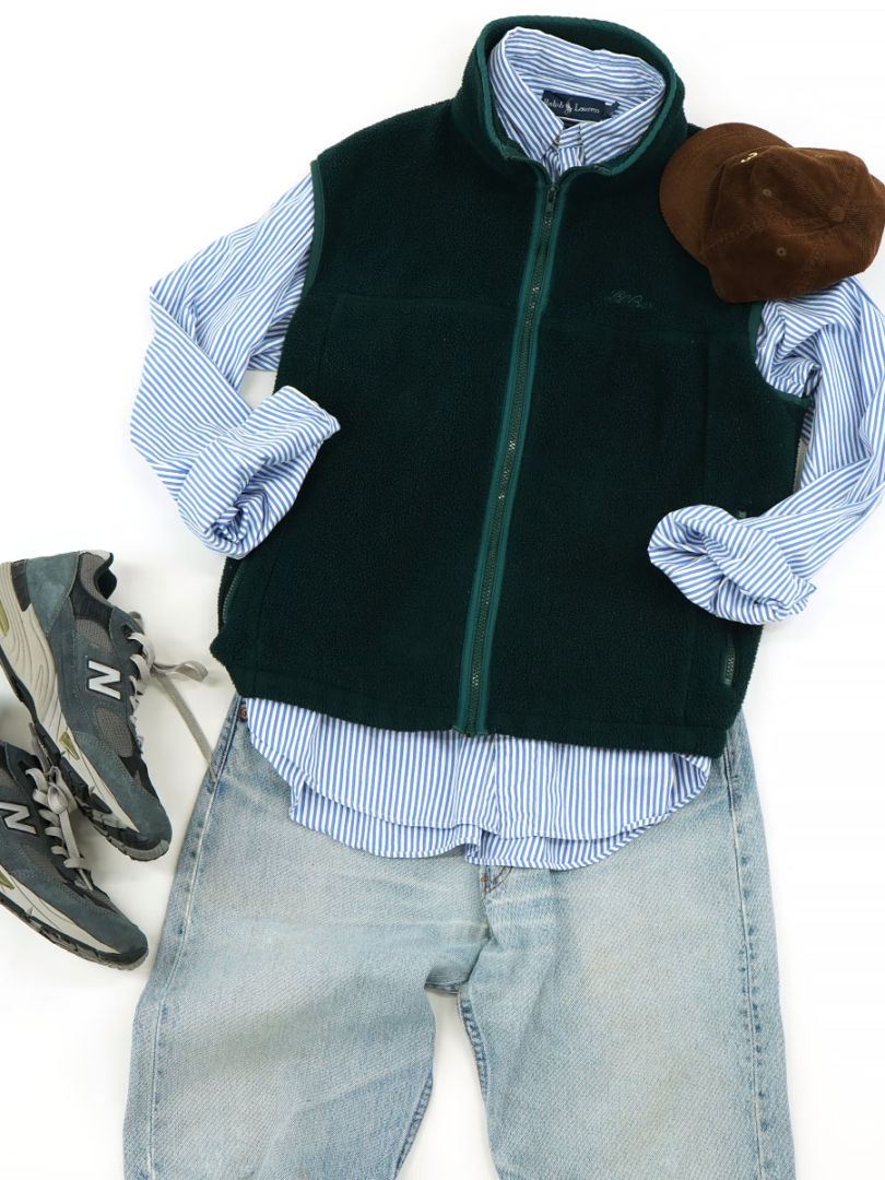 80'S L.L.BEAN SCRIPT LOGO FLEECE VEST (APPROX. SMALL)
