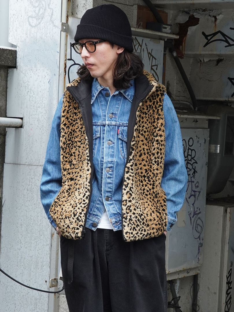 90'S～ KRISTEN BLAKE REVERSIBLE VEST LEOPARD/BLACK (SIZE.LADIES MEDIUM)