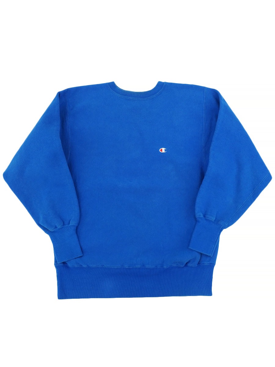 90'S CHAMPION REVERSE WEAVE CRUE PLAIN BLUE RARE！(SIZE. LARGE) MADE IN USA