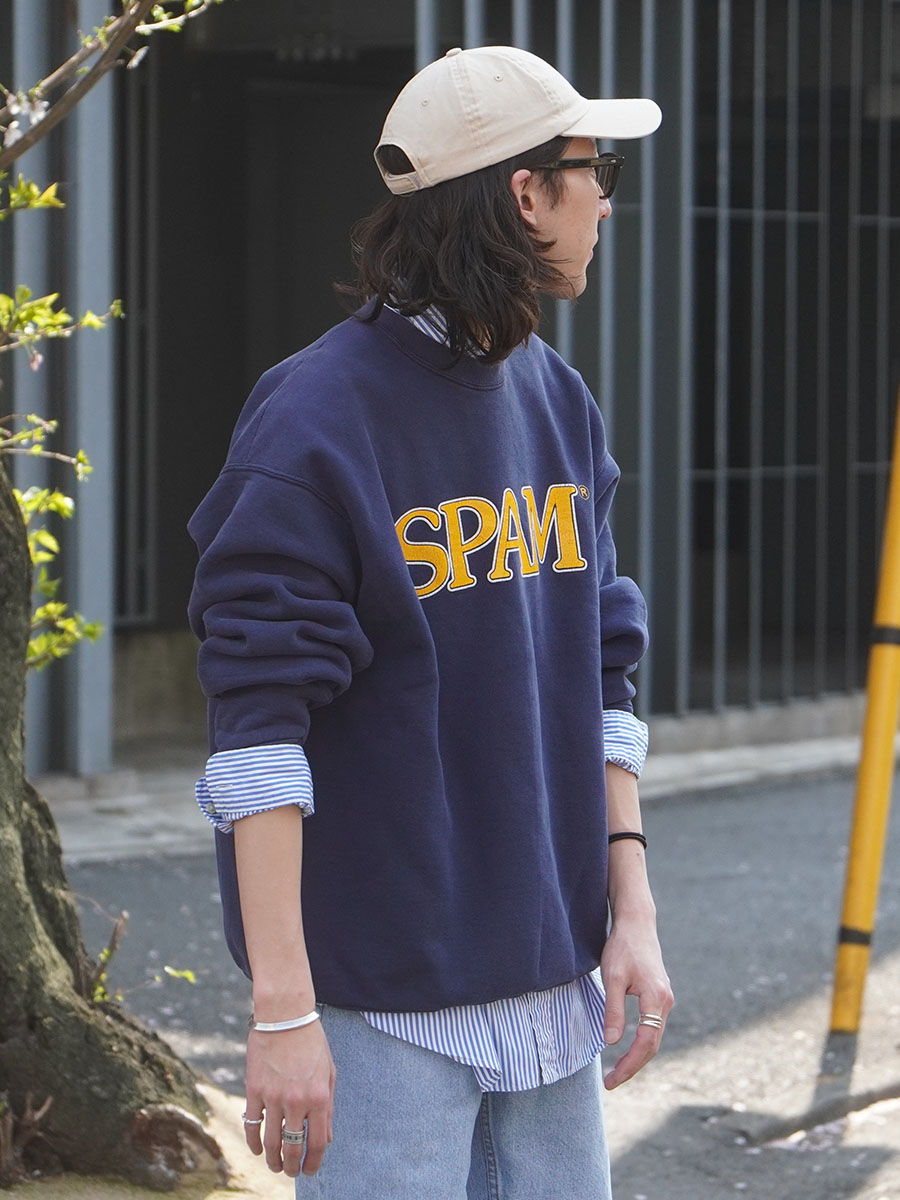 90'S FRUIT OF THE LOOM ''SPAM'' SWEAT SHIRT NAVY (SIZE.XXX LARGE) MADE IN USA