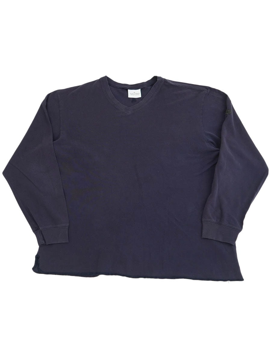CALVIN KLEIN PLAIN LONG SLEEVE CUTSAW NAVY (SIZE.X LARGE)