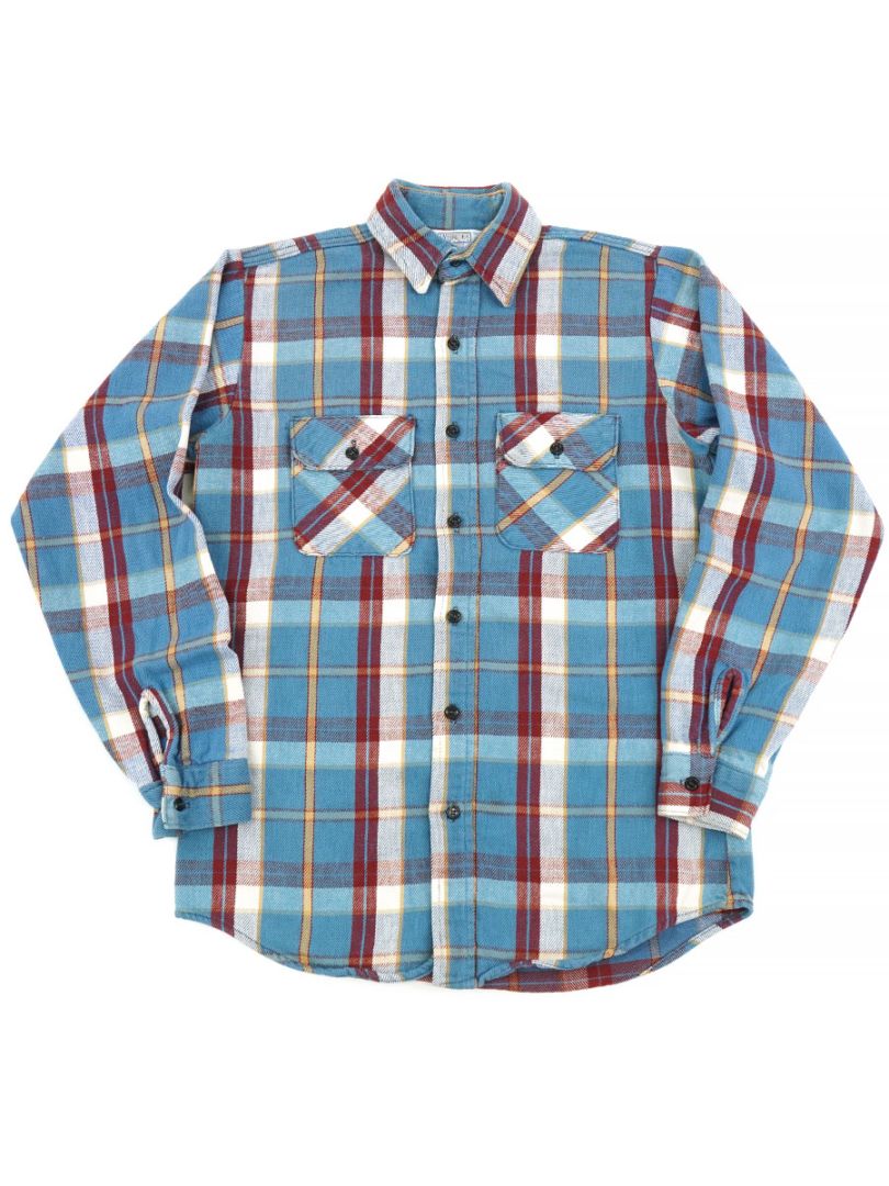 70'S FIVEBROTHER PLAID FLANNEL SHIRT (SIZE. TALLMAN MEDIUM)