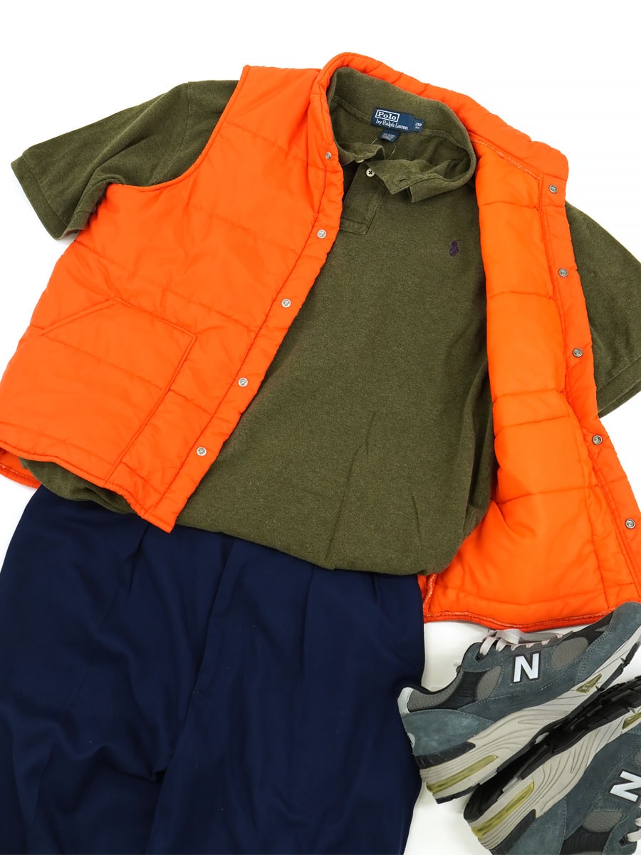 80's CAP'N JAC RACING VEST PLAIN ORANGE (SIZE. LARGE)