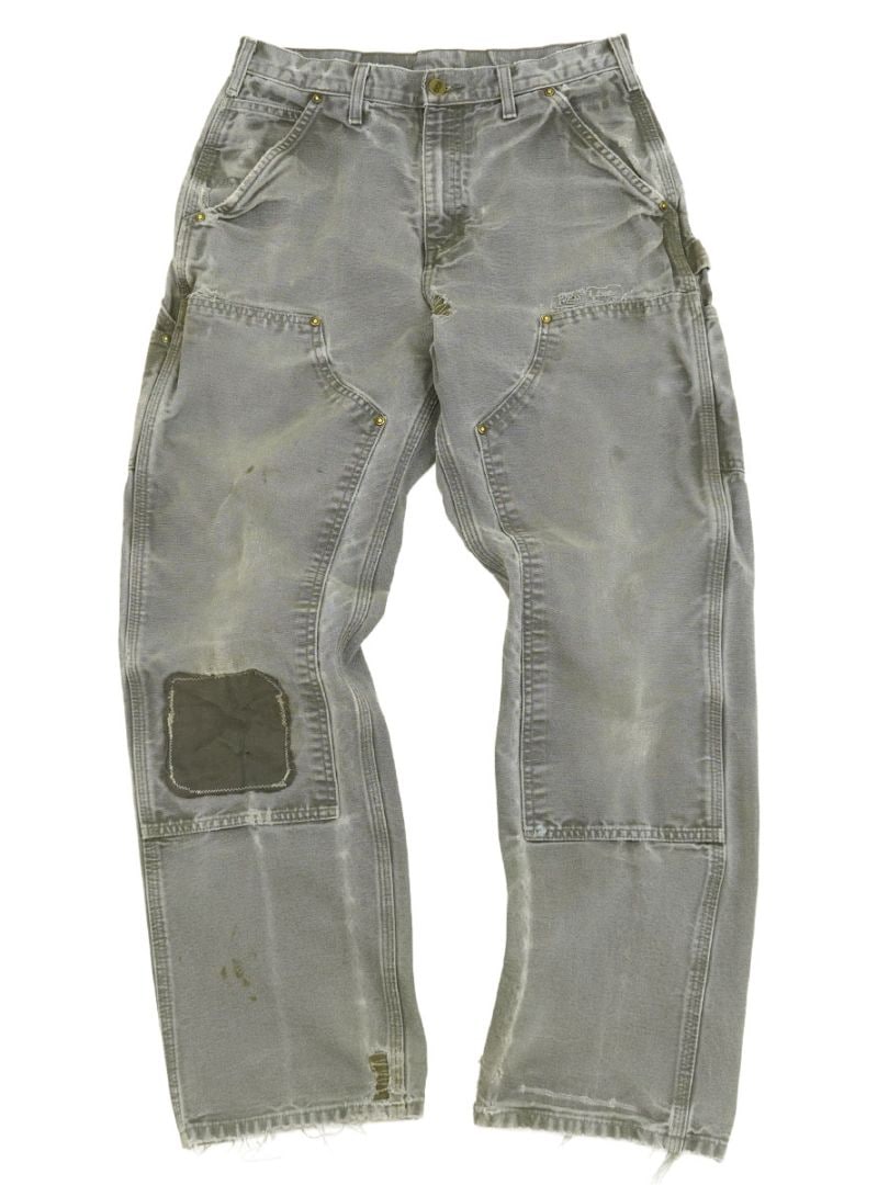 CARHARTT DOUBLE KNEE DUCK PAINTER PANTS DAMAGE！ GREY (SIZE.W30 L32) MADE IN MEXICO
