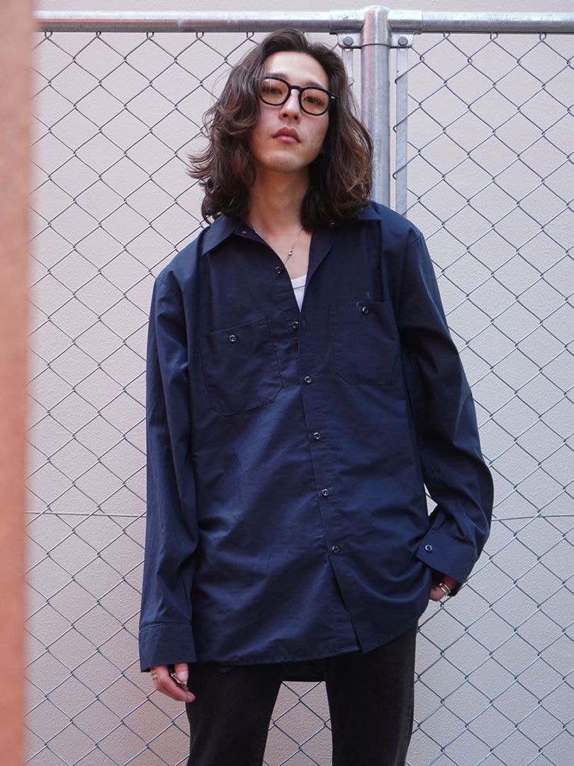 00'S RED KAP WORK SHIRT NAVY (SIZE.LARGE)