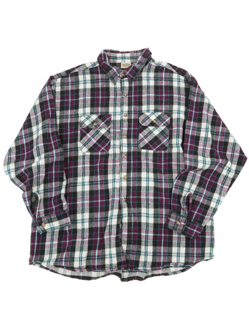 90'S FIVEBROTHER PLAID FLANNEL SHIRT (SIZE.3X LARGE) MADE IN USA