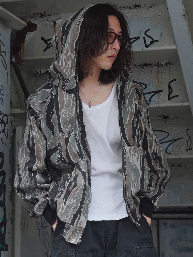 80'S CLARKFIELD OUTDOORS CAMO HOODED JACKET (SIZE.LARGE)