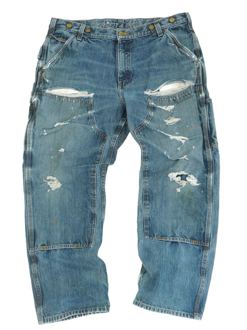 CARHARTT DOUBLE KNEE DENIM PAINTER PANTS DAMAGE！ (SIZE.W38 L30)