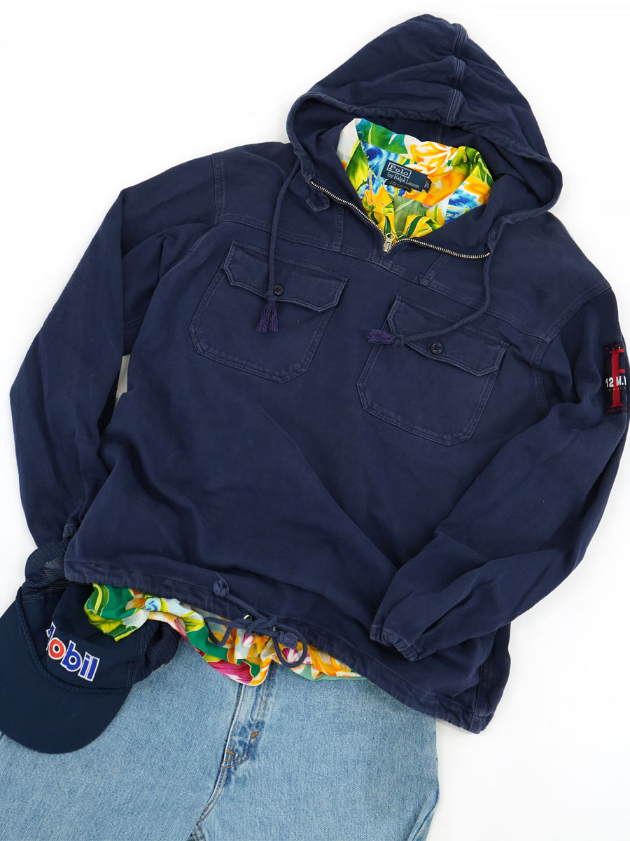 90'S POLO SPORT ''12M. YACHT'' SWEAT ANORAK HOODIE (SIZE. MEDIUM)