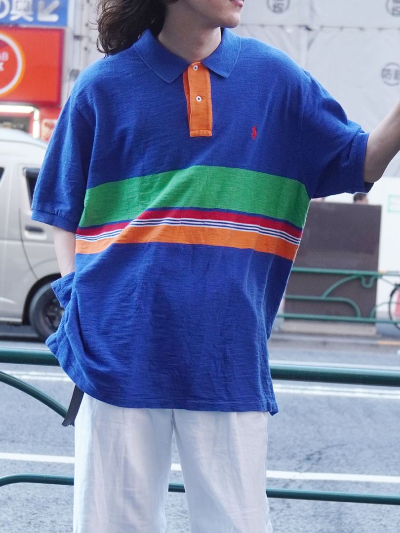 RALPH LAUREN RANDOM BORDER S/S POLO SHIRT (SIZE. XX LARGE)