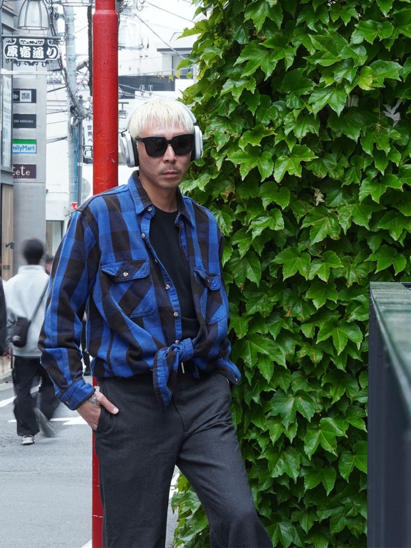 90'S～ FIELD&STREAM BLUE X BLK BLOCK CHECK FLANNEL SHIRT (SIZE. X LARGE TALL)