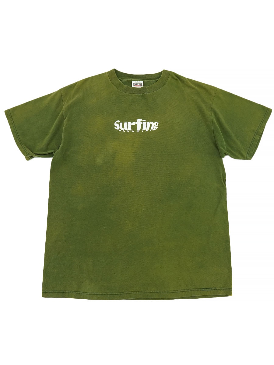 90'S～ TULTEX ''SURFING' MAGAZINE'' T SHIRT OLIVE GREEN (SIZE. X LARGE)