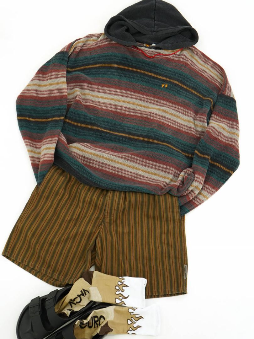 80'S OP RANDOM STRIPE EASY SHORTS (SIZE. MEDIUM) MADE IN USA