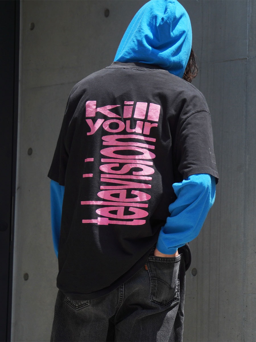 90'S HANES NED'S ATOMIC DUSTBIN ''KILL YOUR TELEVISION'' T SHIRT BLACK (SIZE.X LARGE) MADE IN USA