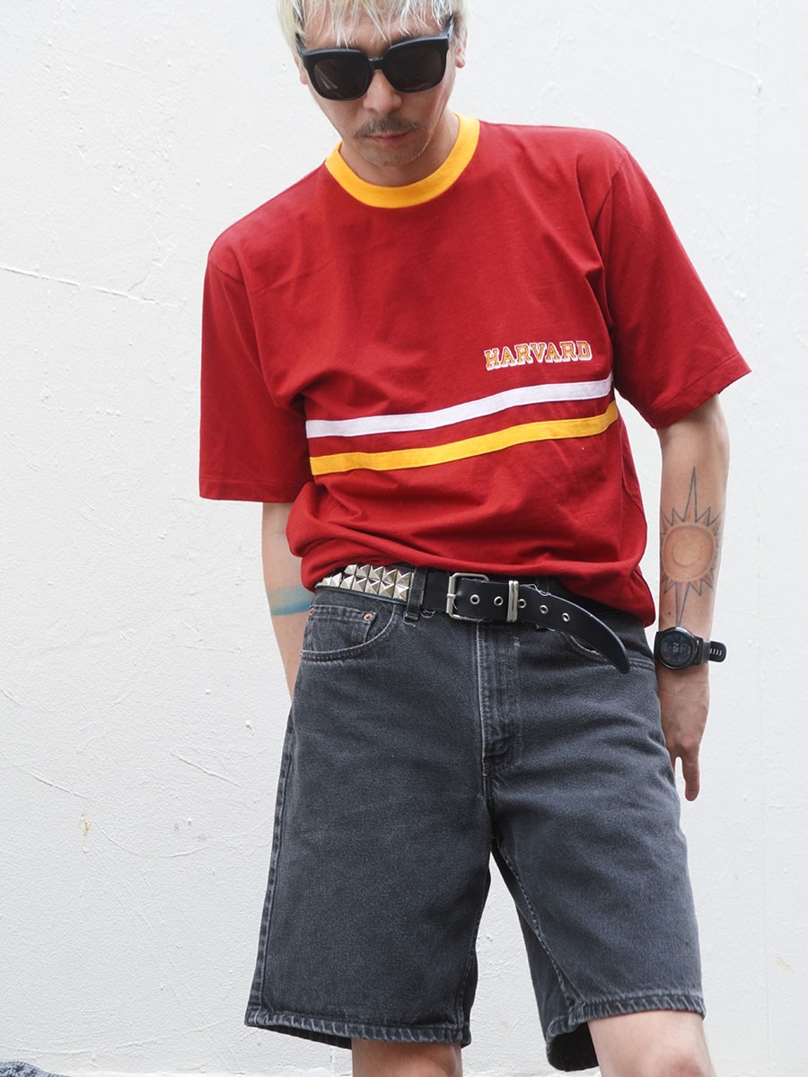 70'S CHAMPION ''HARVARD'' PRINT T SHIRT BURGUNDY (SIZE.X LARGE)