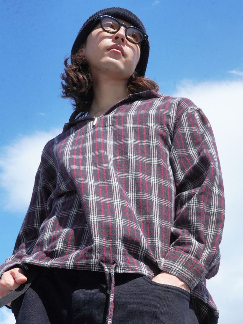 90'S EDDIE BAUER HOODED LONG SLEEVE PULLOVER SHIRT (SIZE.LARGE) 