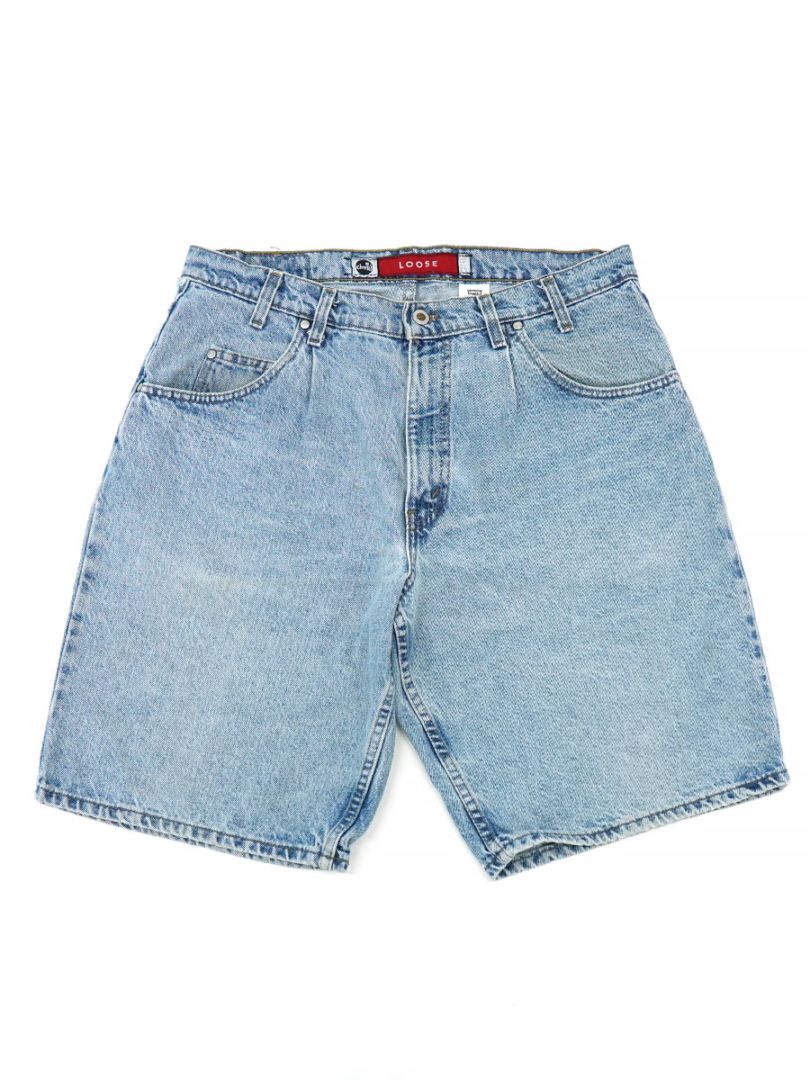 90'S LEVI'S SILVERTAB 1-TUCK LOOSE DENIM SHORTS (SIZE. W36) MADE IN USA