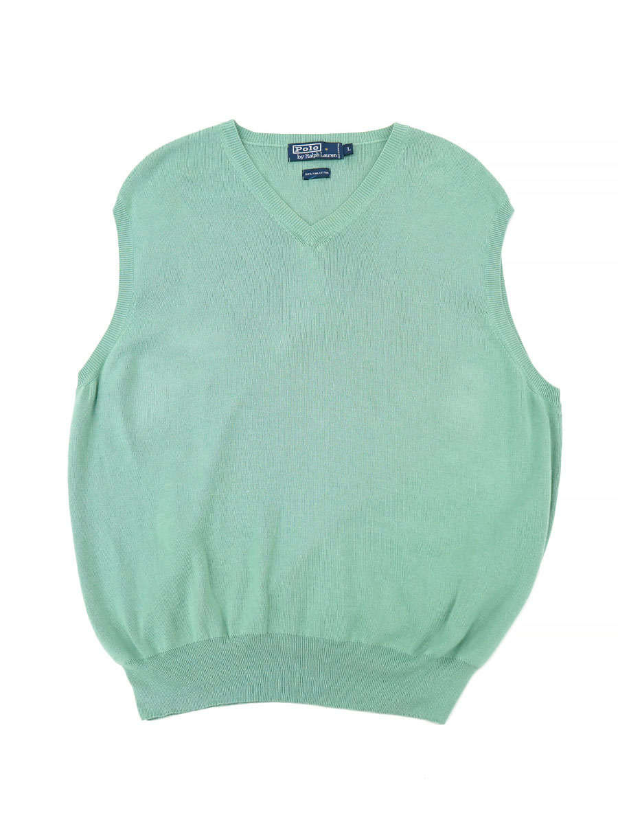 RALPH LAUREN 100% PIMA COTTON V-NECK CARDIGAN SKY GREEN (SIZE. LARGE)