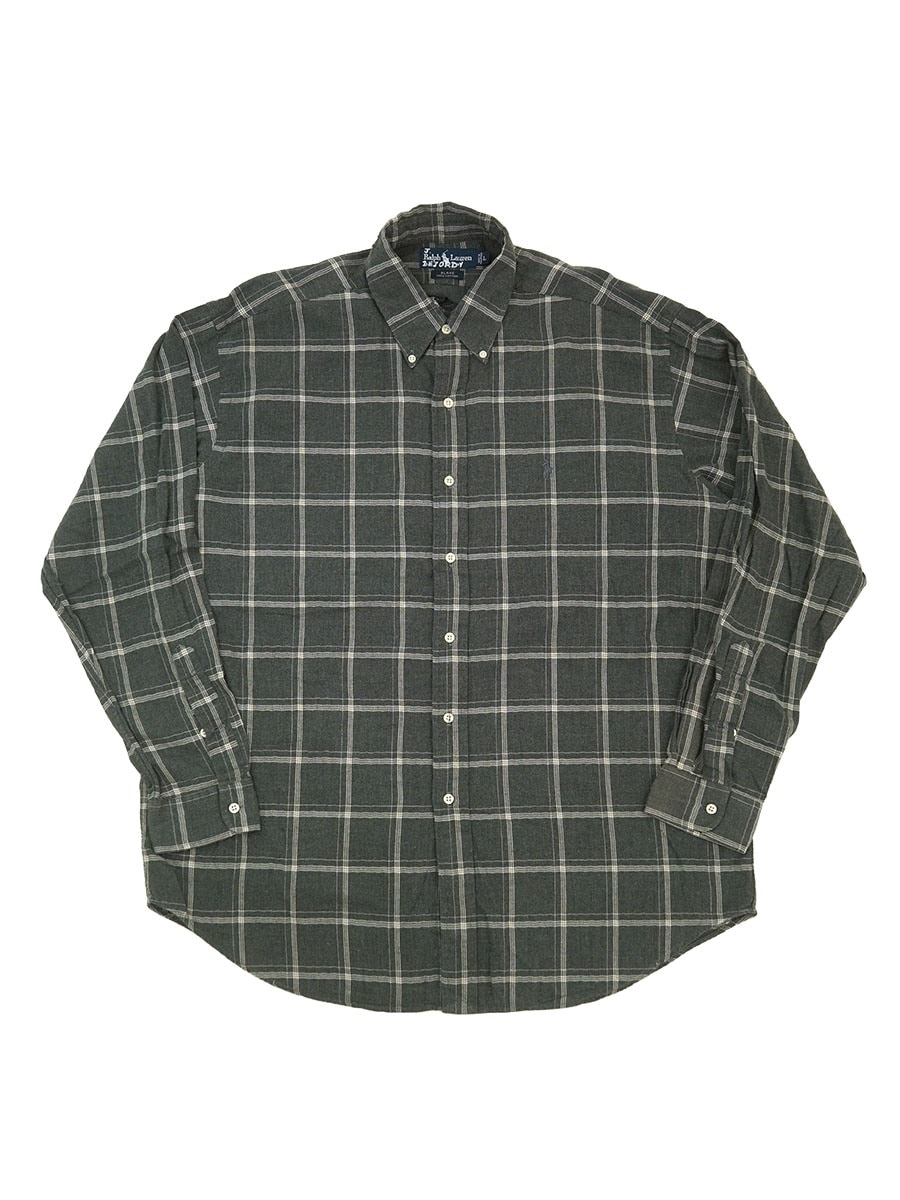 RALPH LAUREN BLAKE 100% COTTON LONG SLEEVE PLAID B.D. SHIRT (SIZE. LARGE)