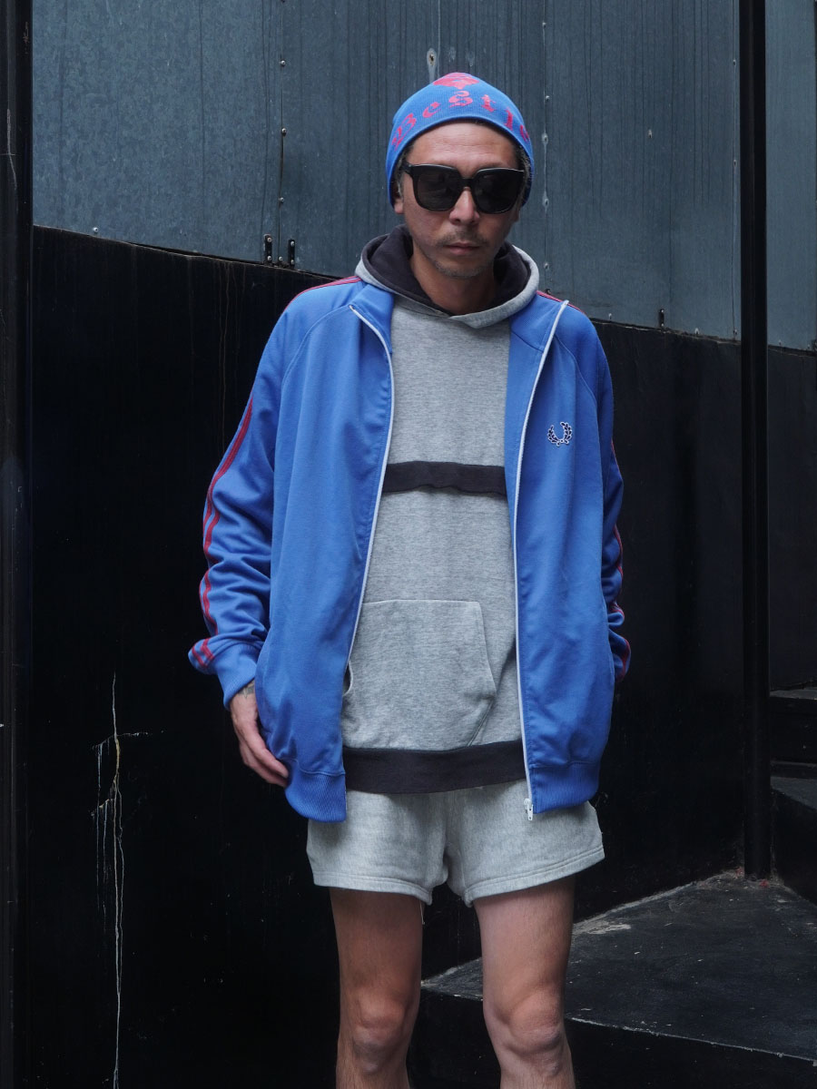 80'S FRED PERRY TRACK JERSEY BLUE/WINE RED (SIZE.X LARGE)