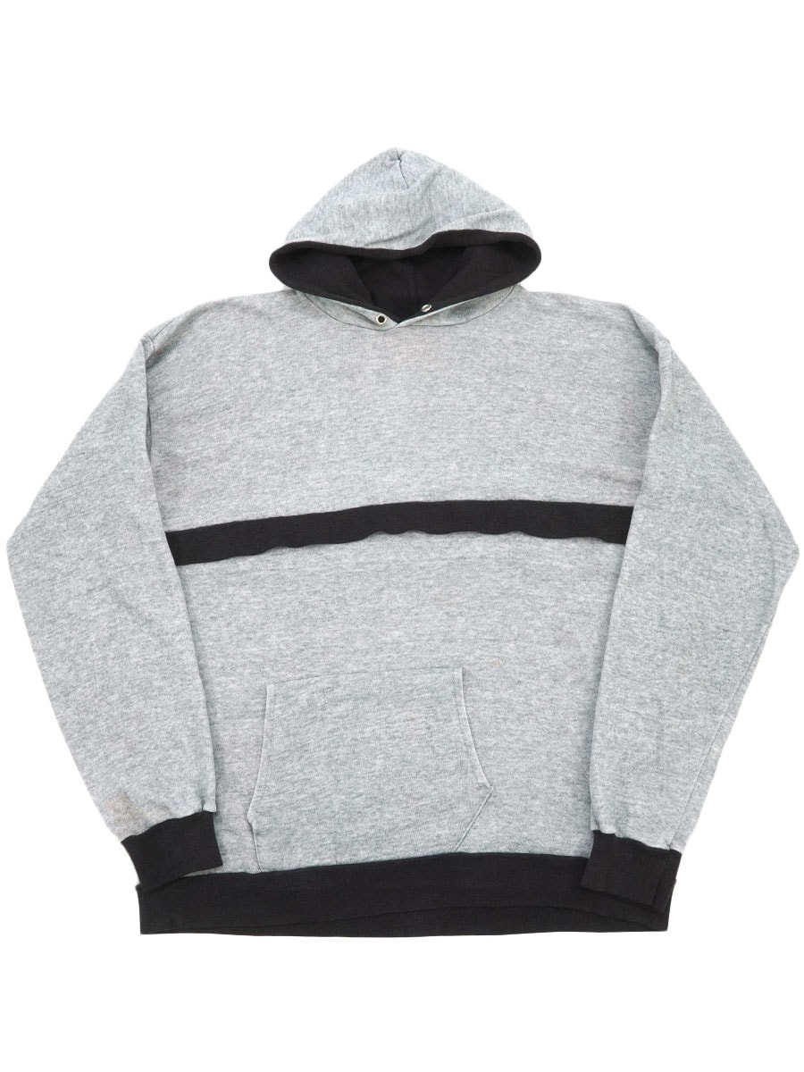 80'S～ RED STONE 2TONE HOODED SWEAT SHIRT GREY×BLACK (SIZE.50) MADE IN USA